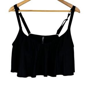 Torrid Wireless Straight Flounce Bikini Top Black Women's Size 3 (3X, 22-24) EUC